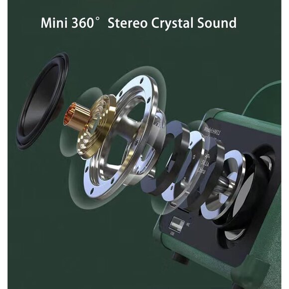 Green Mini Wireless Bluetooth Speaker Cute Old Fashion Style Vintage Decor - Picture 5 of 9